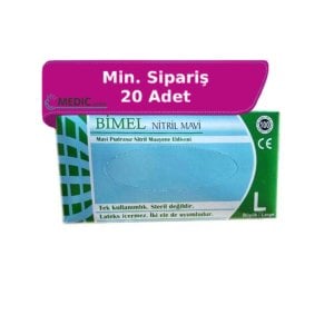 Bimel CoreMed Mavi Pudrasız Nitril Eldiven (Large) 100'lü Paket