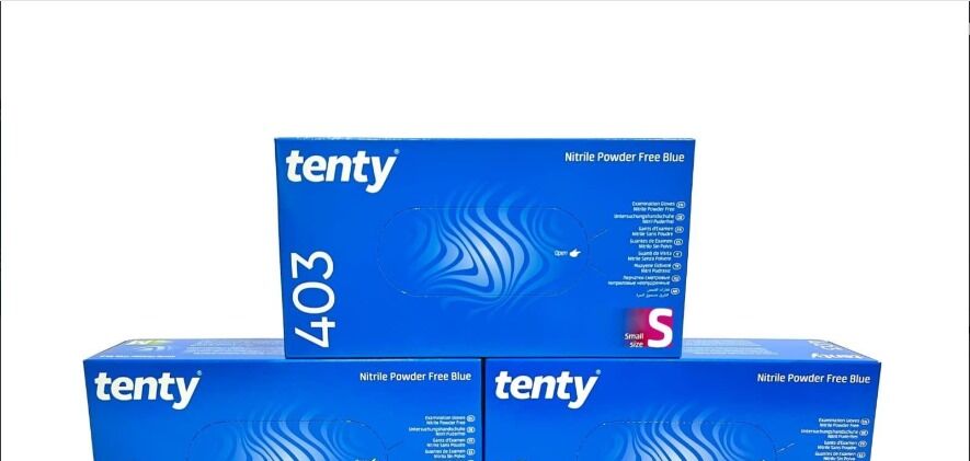 tenty 403 PLUS Mavi Nitril Pudrasız Muayene Eldiveni (Small) 100'lü Paket