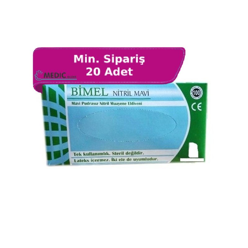 Bimel CoreMed Mavi Pudrasız Nitril Eldiven (Small) 100'lü Paket
