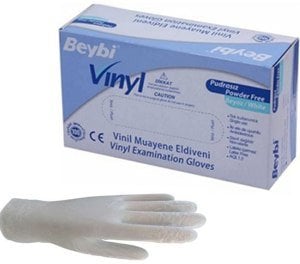 Beybi Pudrasız Vinil (Vinyl) Muayene Eldiveni - 100'lü x 10 Paket (Large)
