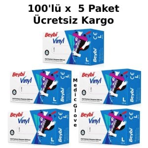 Beybi Pudrasız Vinil (Vinyl) Muayene Eldiveni (Large) - 5 Paket