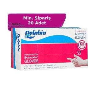 Dolphin Şeffaf Pudrasız Vinil Muayene Eldiveni 100'lü Paket (Small)