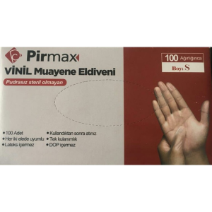 Pirmax Pudrasız Vinil (Vinyl) Muayene Eldiveni (Small) - 20 Pk - 1 Koli