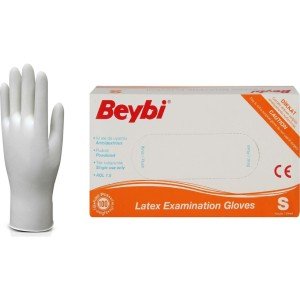 Beybi Pudralı Lateks Muayene Eldiveni (Small) 100'lü x 20 Paket - 1 Koli