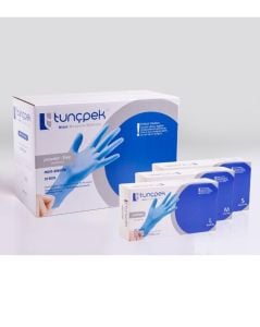 tunçpek Pudrasız Mavi Nitril (S) Muayene Eldiveni -100'lü x 20 Paket -1 Koli