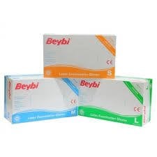 Beybi Pudralı Lateks Muayene Eldiveni (Large) 100'lü x 20 Paket / Koli