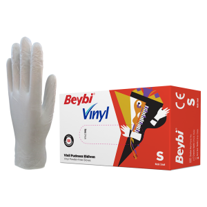 Beybi Pudrasız Vinil (Vinyl) Muayene Eldiveni (Small) - 20 Pk - 1 Koli