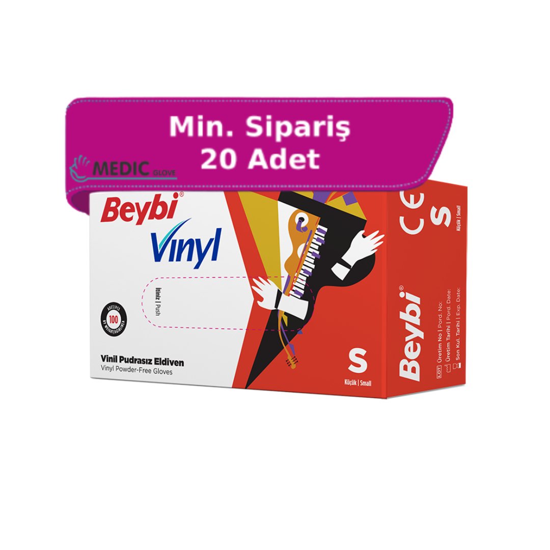 Beybi Pudrasız Vinil (Vinyl) Muayene Eldiveni (Small) 100'lü Paket