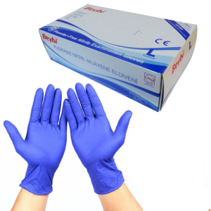 Beybi Mavi Pudrasız Nitril Muayene Eldiveni (Large) Pk