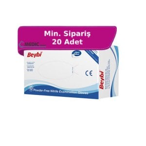 Beybi Mavi Pudrasız Nitril Muayene Eldiveni (Large) Pk