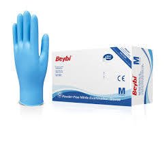 Beybi Mavi Pudrasız Nitril Muayene Eldiveni (Medium) Paket