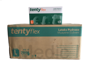 tenty flex Pudrasız Lateks Muayene Eldiveni (Large) 20 Paket / Koli