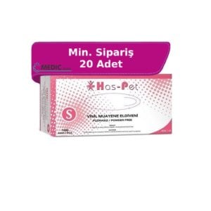 Has-Pet Şeffaf Pudrasız Vinil Muayene Eldiveni (Small) 100'lü Paket