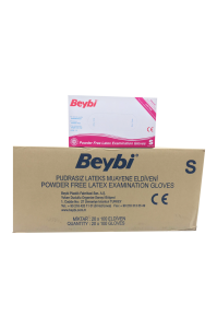 Beybi Pudrasız Lateks Muayene Eldiveni 100'lü (Small) - 20 Paket - 1 Koli