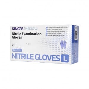 Kingfa Mavi Pudrasız Nitril Muayene Eldiveni (Large) 100'lü x 10 Paket - 1 Koli