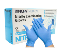 Kingfa Mavi Pudrasız Nitril Muayene Eldiveni (XL) 100'lü x 10 Paket - 1 Koli