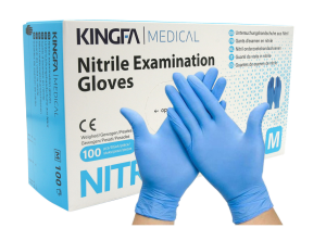 Kingfa Mavi Pudrasız Nitril Muayene Eldiveni (Medium) 100'lü x 10 Paket - 1 Koli