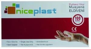 niceplast Pudrasız Vinil (Vinyl) Muayene Eldiveni (Large) - 20 Pk - 1 Koli-