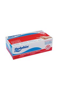 Dolphin Şeffaf Pudrasız Vinil Muayene Eldiveni (Large) 100'lü x 20 Paket-1 Koli