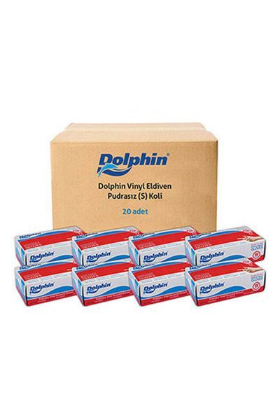 Dolphin Şeffaf Pudrasız Vinil Muayene Eldiveni (Large) 100'lü x 20 Paket-1 Koli