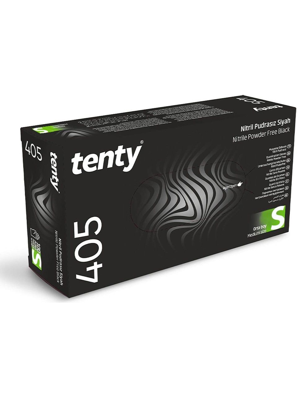 tenty 405 Siyah Pudrasız Nitril  Eldiven (Small) 100'lü Paket