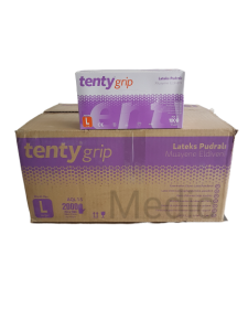 tenty grip Lateks Pudralı Muayene Eldiveni (Large) 100'lü x 20 Paket - Koli