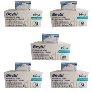 Beybi Pudrasız Vinil (Vinyl) Muayene Eldiveni (S-M-L) - 100 Pk - 5 Koli