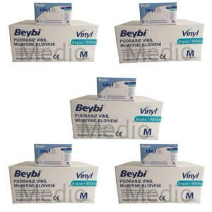Beybi Pudrasız Vinil (Vinyl) Muayene Eldiveni (S-M-L) - 100 Pk - 5 Koli