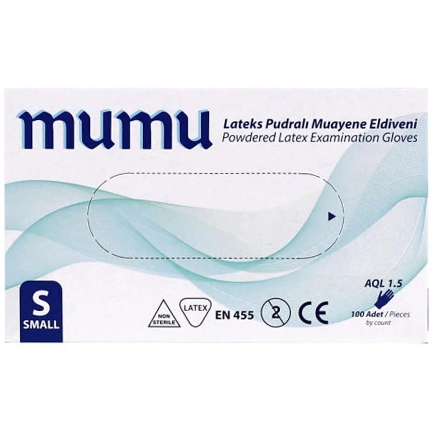 mumu Lateks Pudralı Muayene Eldiveni 100'lü x 20 Paket - 1 Koli (Small)