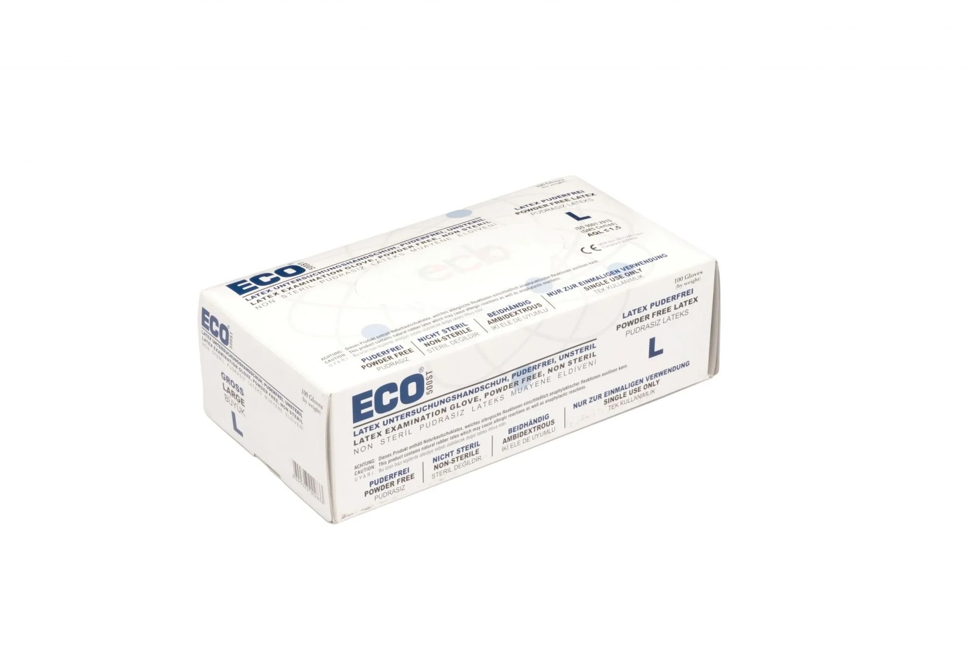 ECO Pudrasız Lateks Eldiven (Large) 100'lü x 20 Paket / Koli
