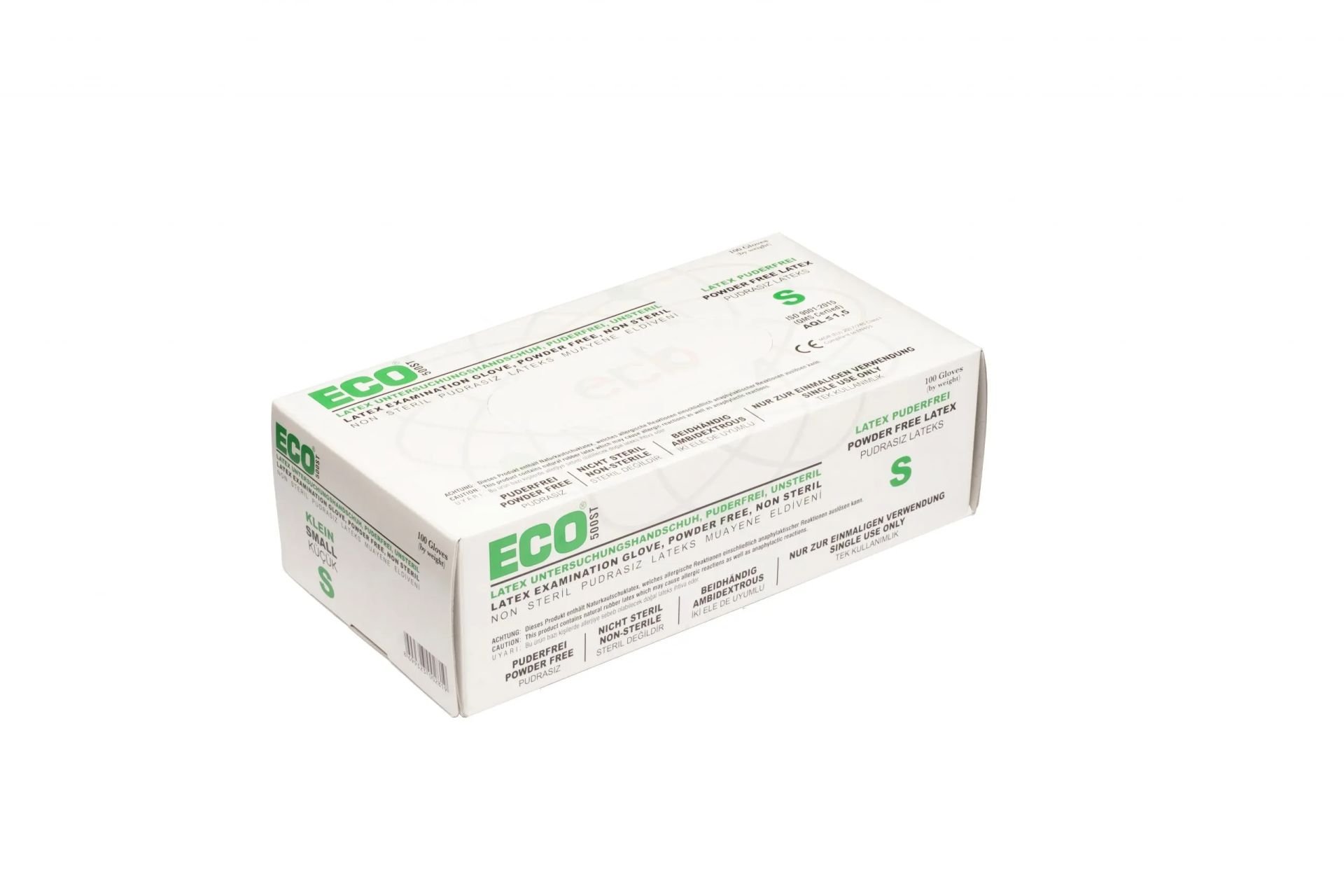 ECO Pudrasız Lateks Muayene Eldiveni (Small) - 20 Paket / Koli