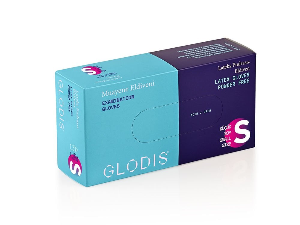 GLODIS Pudrasız Lateks Muayene Eldiveni (Small) - 20 Paket / Koli
