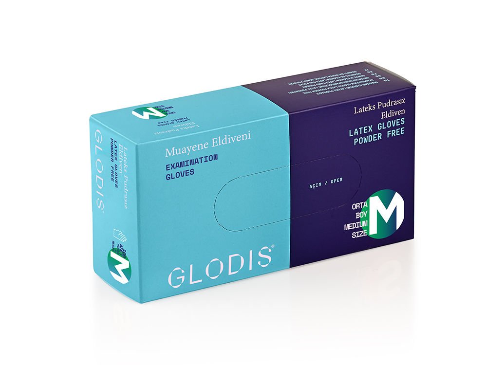 GLODIS Pudrasız Lateks Muayene Eldiveni (Medium) - 20 Paket / Koli
