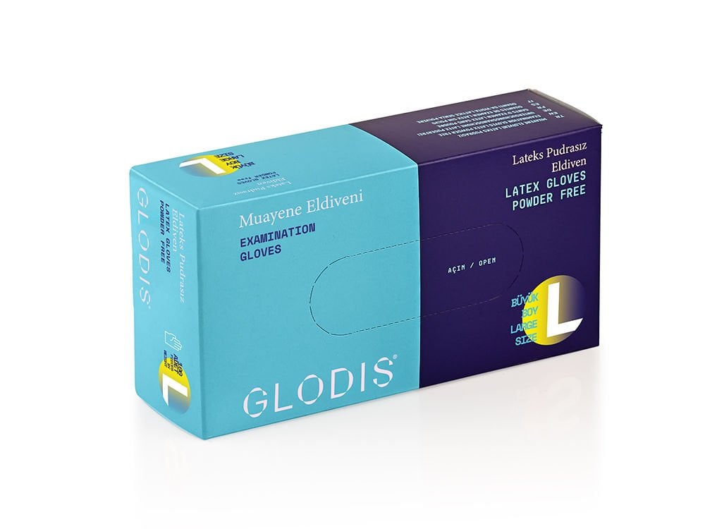GLODIS  Pudrasız Lateks Eldiven (Large) 100'lü x 20 Paket / Koli