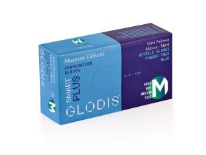 GLODIS SMART  PLUS Mavi Pudrasız Nitril Muayene Eldiveni (Medium) 20 Paket / Koli