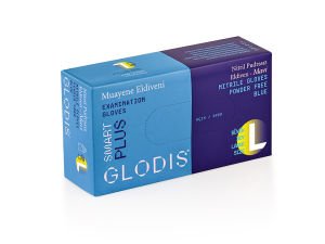 GLODIS SMART PLUS  Mavi Pudrasız Nitril Muayene Eldiveni (Large) 100'lü x 20 Pk / Koli