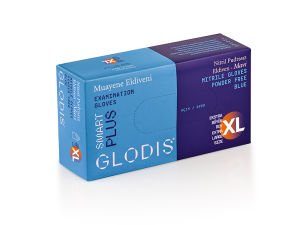 GLODIS SMART PLUS  Mavi Pudrasız Nitril Muayene Eldiveni (XL) 100'lü x 20 Pk / Koli