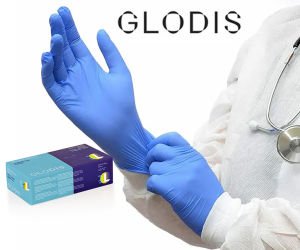 GLODIS SMART Mavi Pudrasız Nitril Muayene Eldiveni (Medium) 20 Paket / Koli