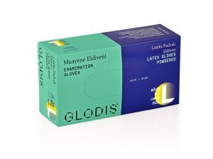 GLODIS Pudralı Lateks Muayene Eldiveni (Large) 100'lü x 20 Paket / Koli