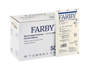FARBY Steril Cerrahi Eldiven (No:7,5) Pudrasız Lateks 50'li x 8 Paket / Koli