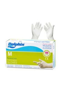 Dolphin Pudralı Lateks Muayene Eldiveni (Medium) 20 Paket-1 Koli