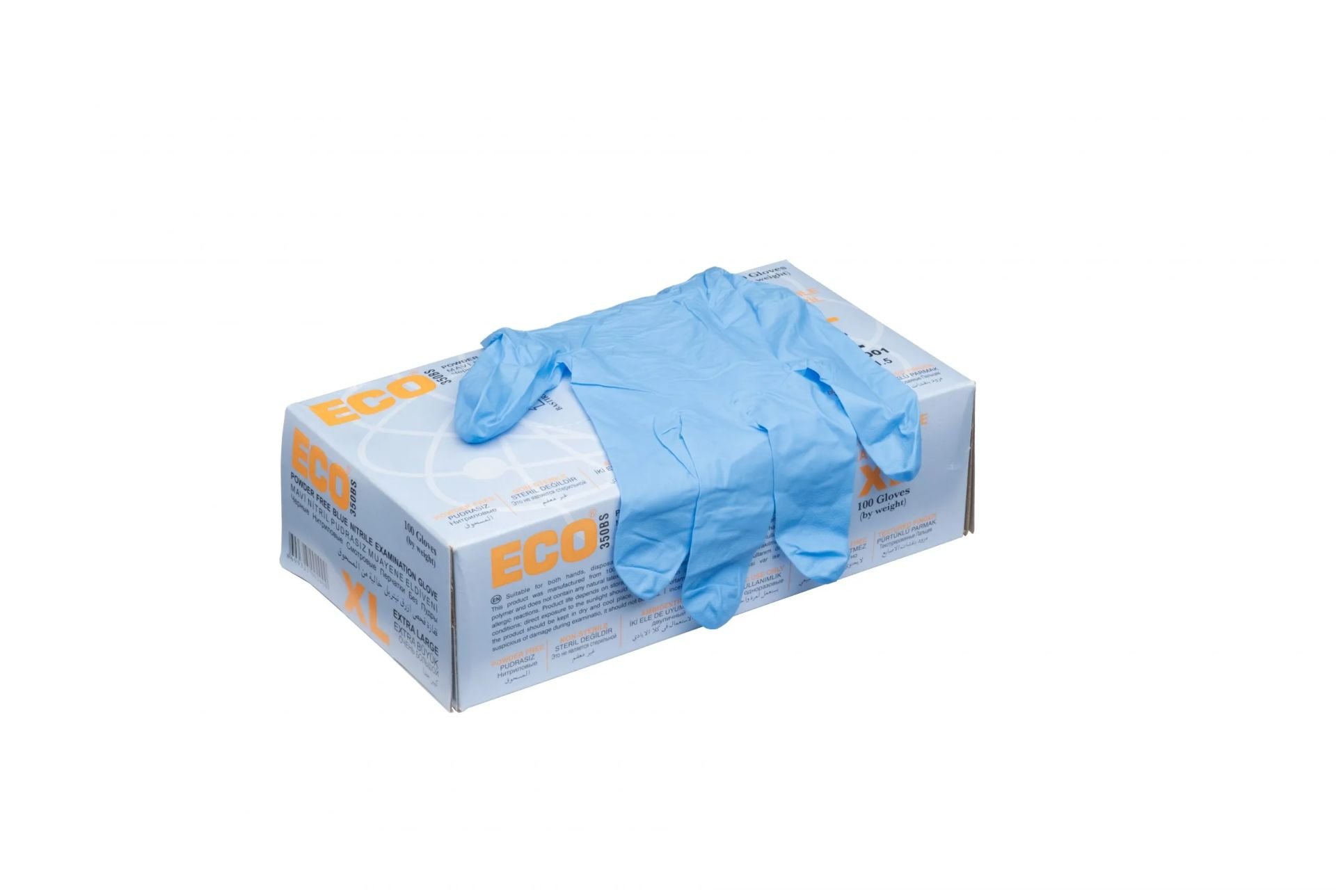 ECO Mavi Pudrasız Nitril Muayene Eldiveni (XL) 20 Paket / Koli