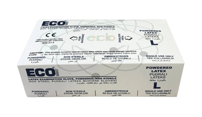 ECO Lateks Pudralı Muayene Eldiveni (XL) 100'lü x 20 Paket / Koli