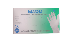 VALERIA Pudrasız Lateks Muayene Eldiveni - 100'lü Paket (Medium)