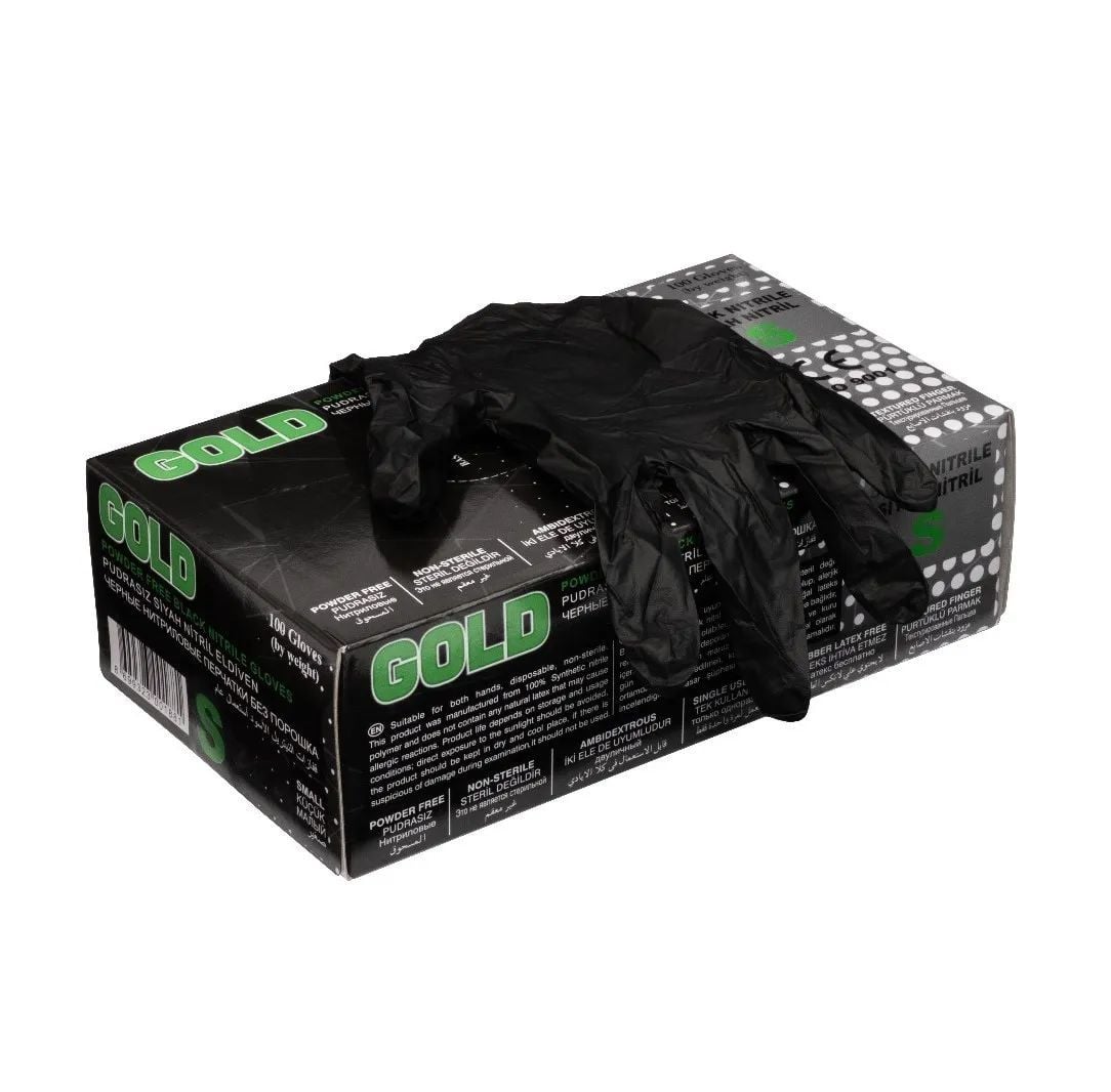 ECO GOLD Siyah Pudrasız Nitril Eldiven (XS) 100'lü x 20 Paket / Koli