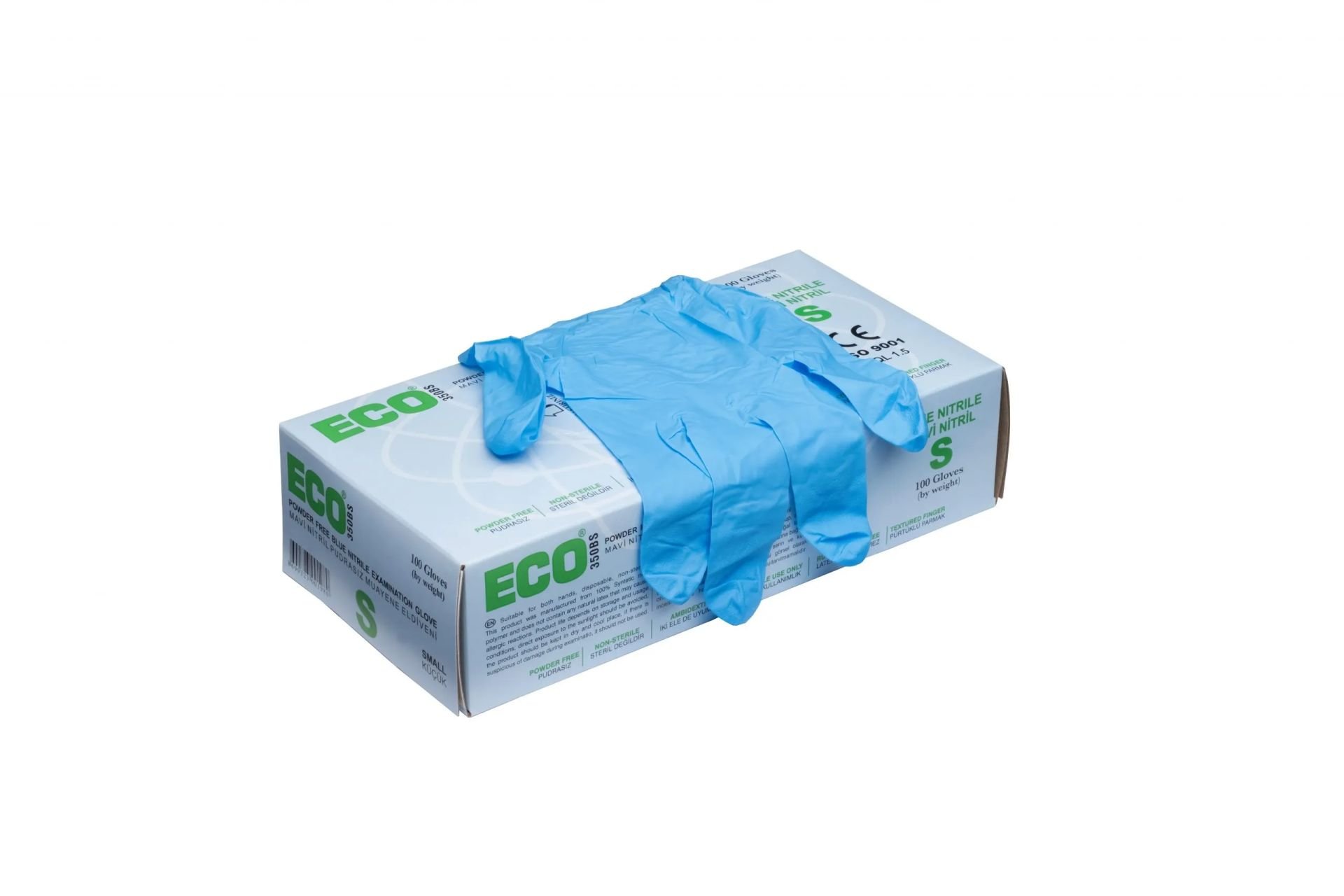 ECO Mavi Pudrasız Nitril Muayene Eldiveni (Small) 100'lü Paket