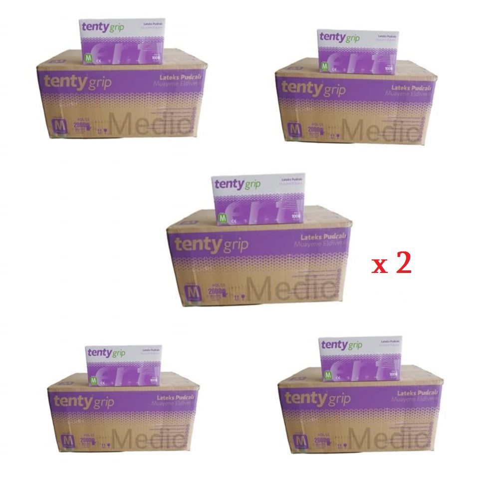 tenty Lateks Pudralı Muayene Eldiveni (M-L) 100'lü x 200 Paket - 10 Koli