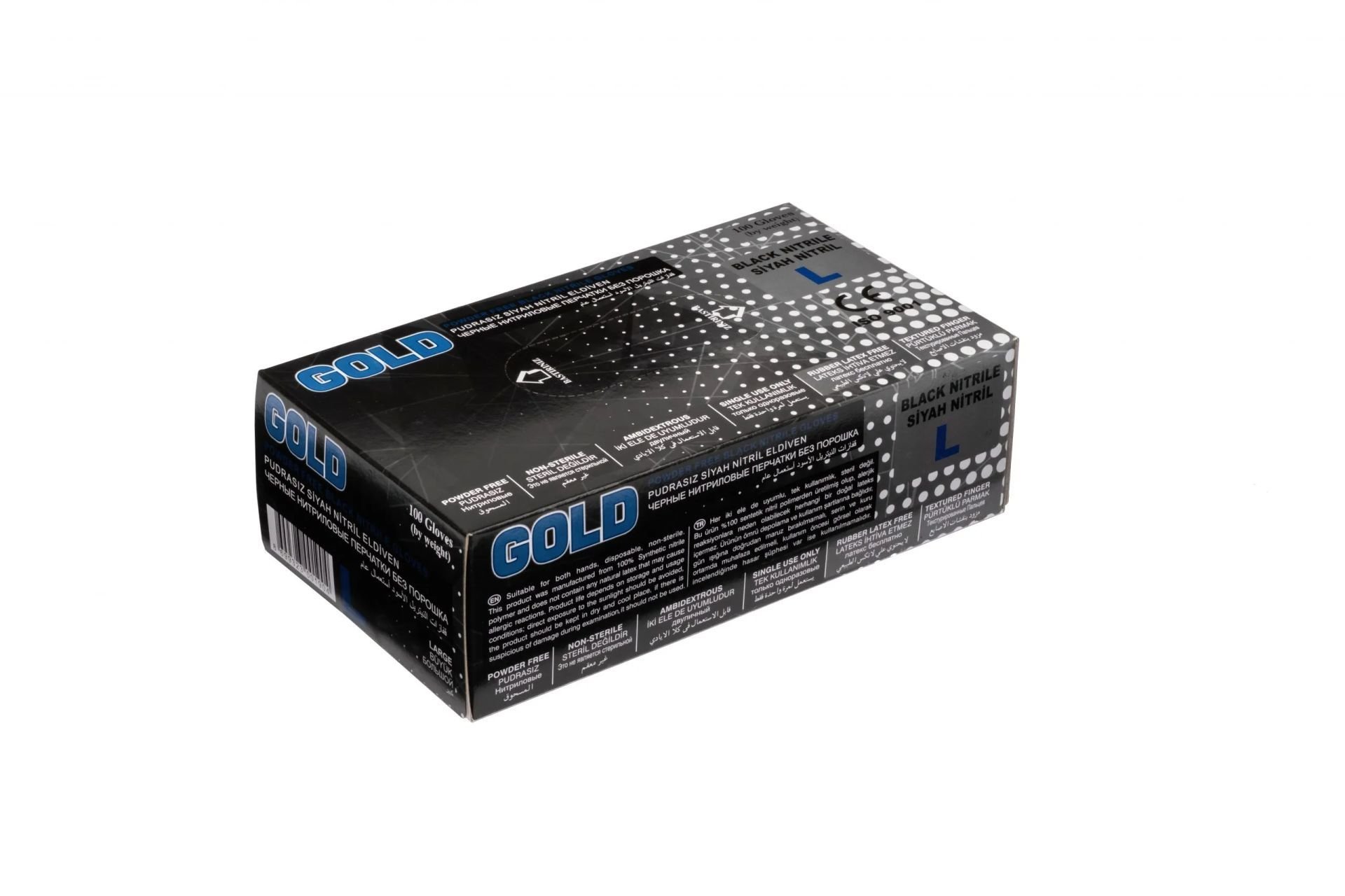 ECO GOLD Siyah Pudrasız Nitril Eldiven (Large) 100'lü Paket