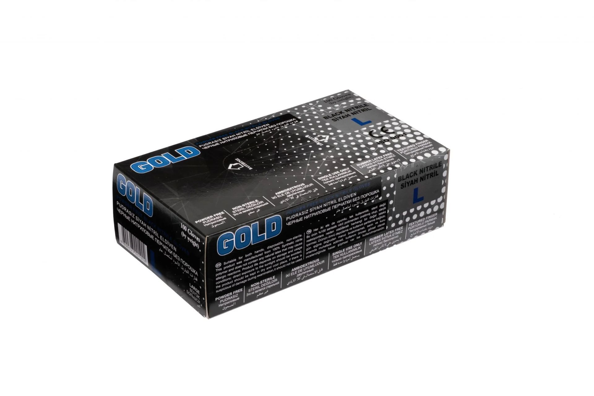 ECO GOLD Siyah Pudrasız Nitril Eldiven (Large) 100'lü Paket
