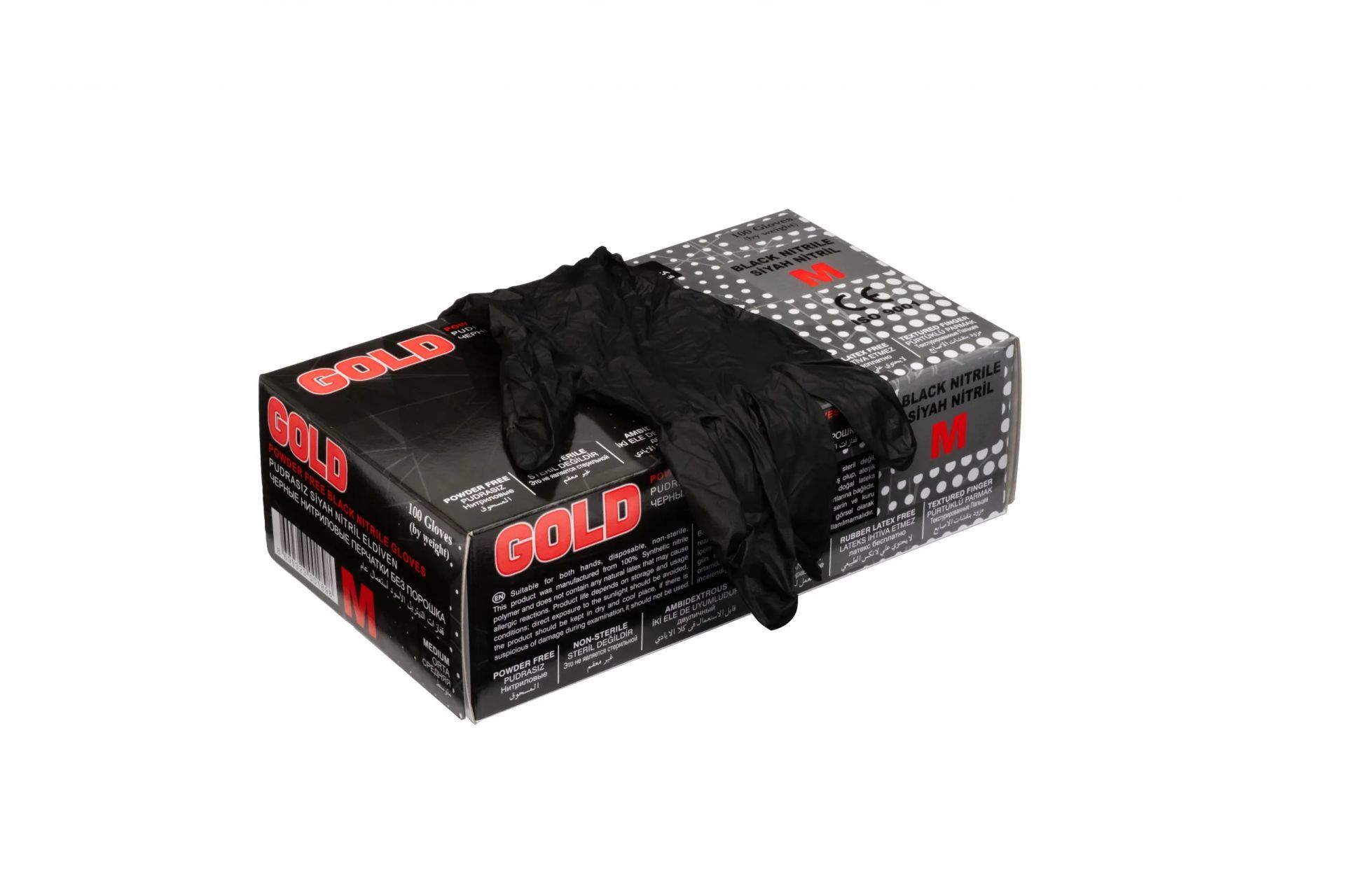 ECO GOLD Siyah Pudrasız Nitril Eldiven (Medium) 100'lü Paket